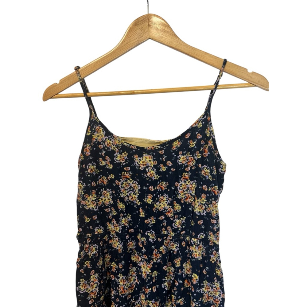 Pink Rose Navy Floral Spaghetti Strap Mini Dress Size Large Boho - Picture 3 of 12